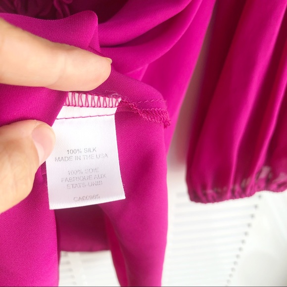 Nanette Lepore Silk Long Hot Pink Ruffle Blouse 4 - Picture 7 of 8